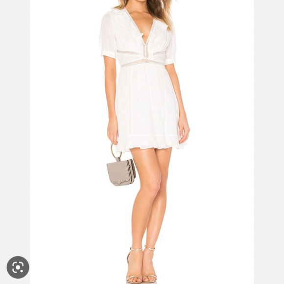 Astr The Label Size S Short Sleeve Mini Dress with Ruffle Trim & V-Neckline NWOT - Picture 1 of 10